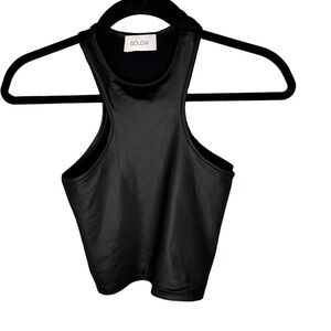 Solow Faux Leather Cropped Activewear Tank Size Small
